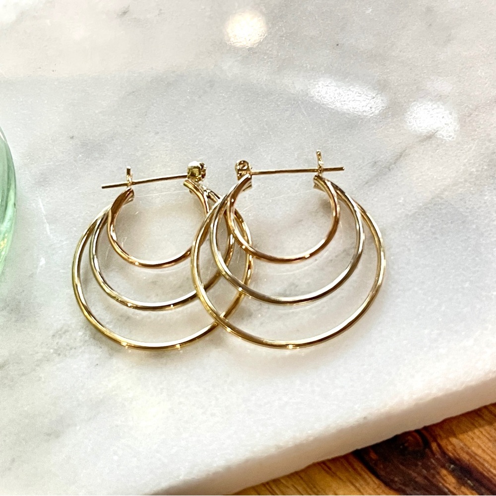 14k Triple Hoop Earrings